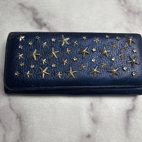 Jimmy Choo Navy Leather Star
Studded Wallet - Picture 1 of 3